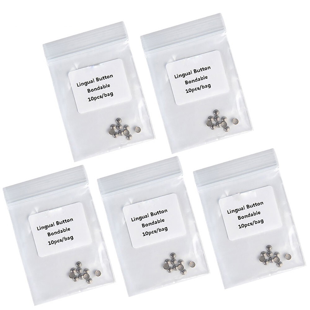 50pcs AZDENT Dental Orthodontic Lingual Buttons Bondable Round Base 5 Packs