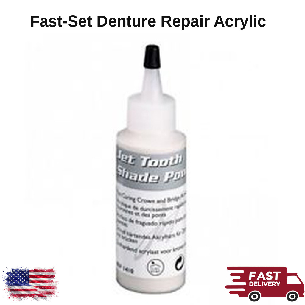 Denture Repair Acrylic Fast Set 6-9 Min Self-Cure Powder w/ Liquid Dental Labs