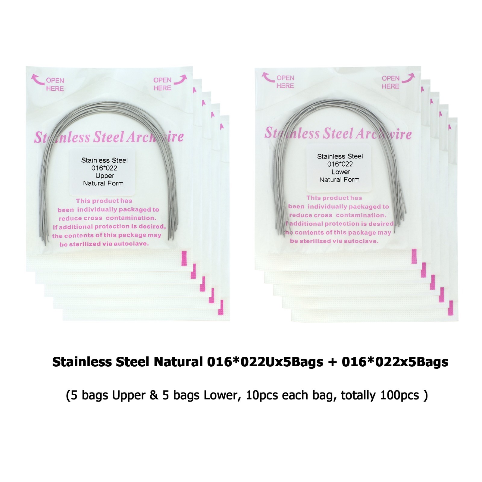 Dental Orthodontic Arch Wire Natural Form Niti Stainless Steel Round Rectangular