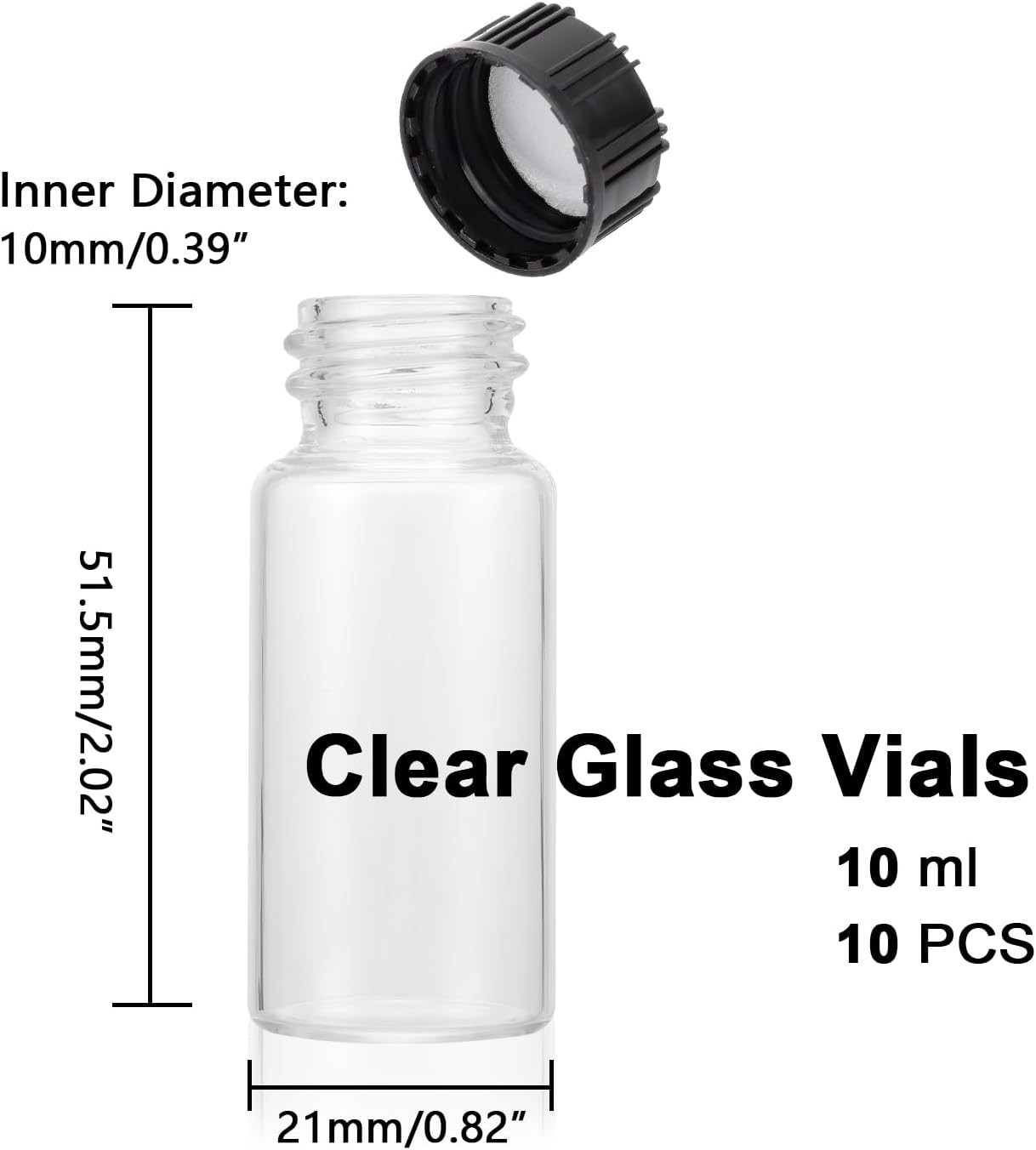 Clear 10ml Borosilicate Glass Vials – Perfect for Essential Oil & Craft Storage