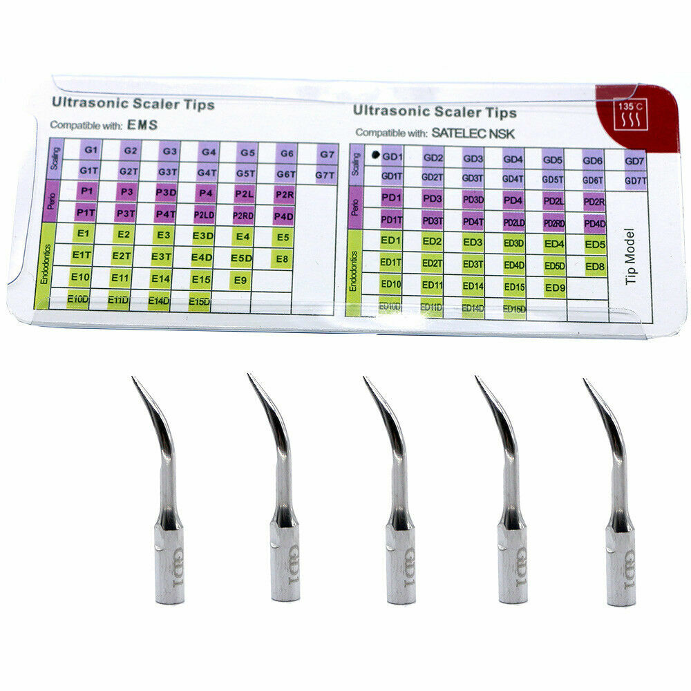 10×Dental Instrumets Scaler Scaling Tips GD1 Fit SATELEC/DTE Scacaler 5PC/PACK