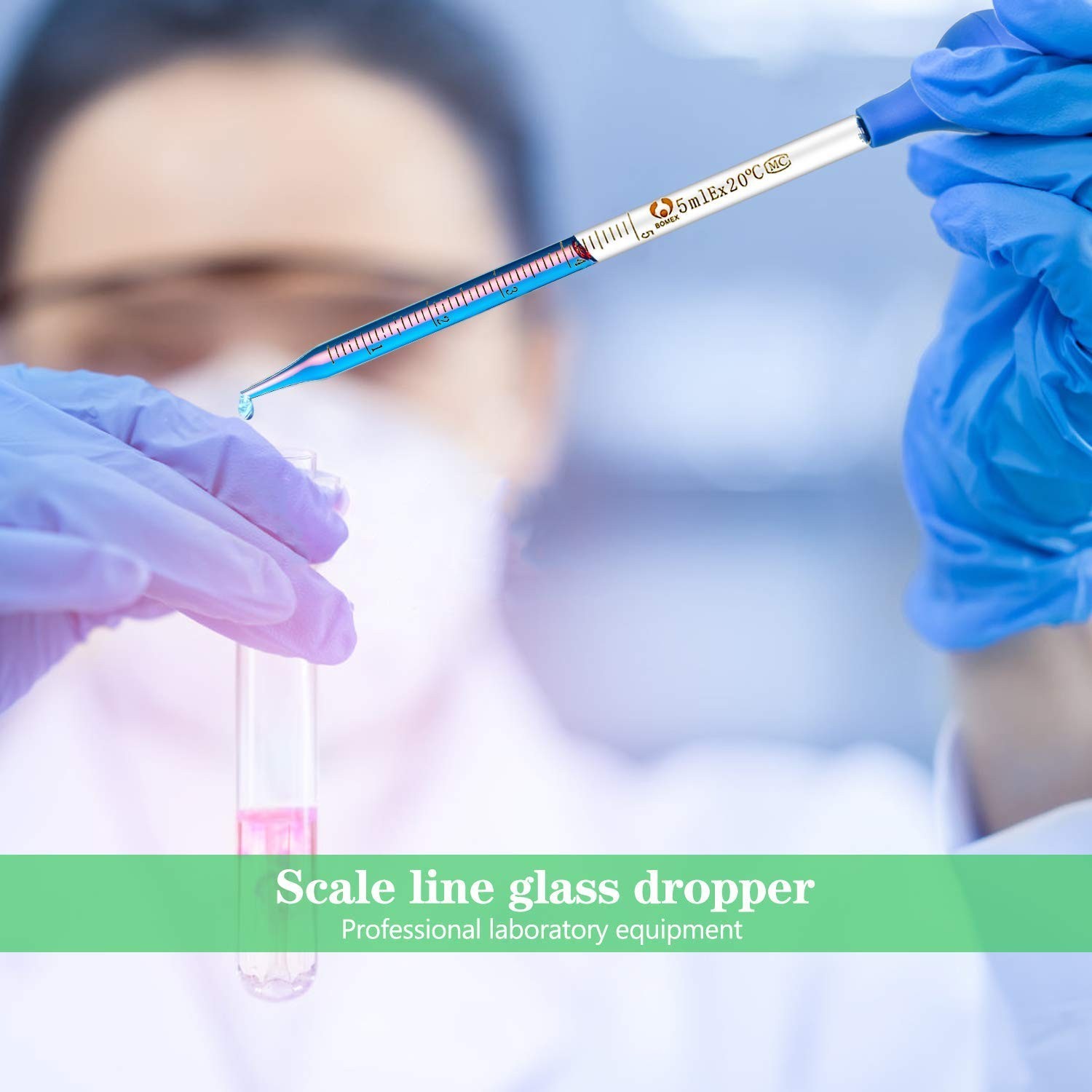 Glass Pipettes Set 6pcs 0.5ml 1ml 2ml 3ml 5ml 10ml for Liquid Transfer Lab Uses