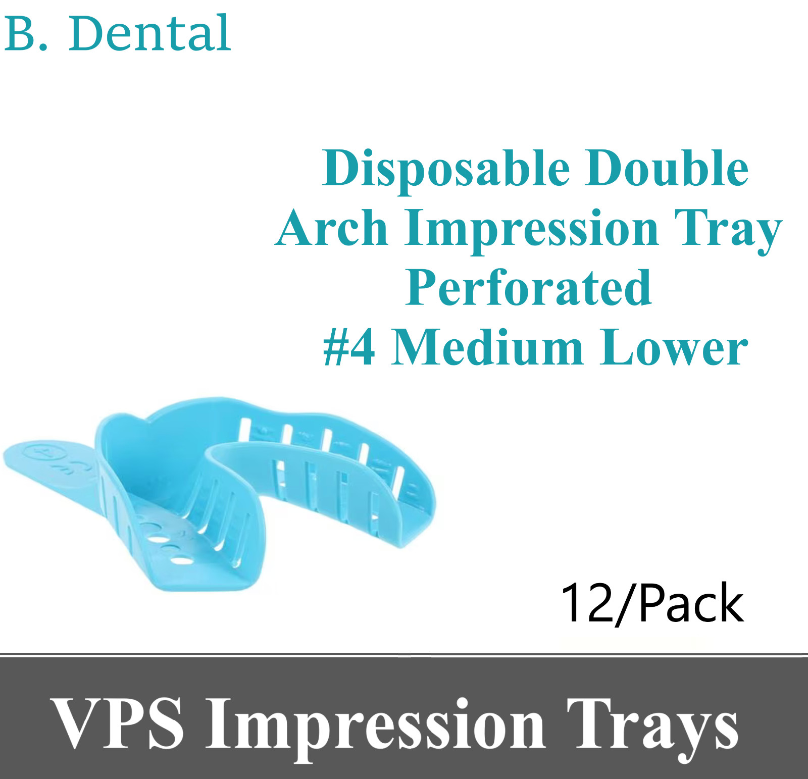 Dental Impression Trays Perforated Plastic Autoclave (CHOOSE SIZE) (1 Bag of 12)