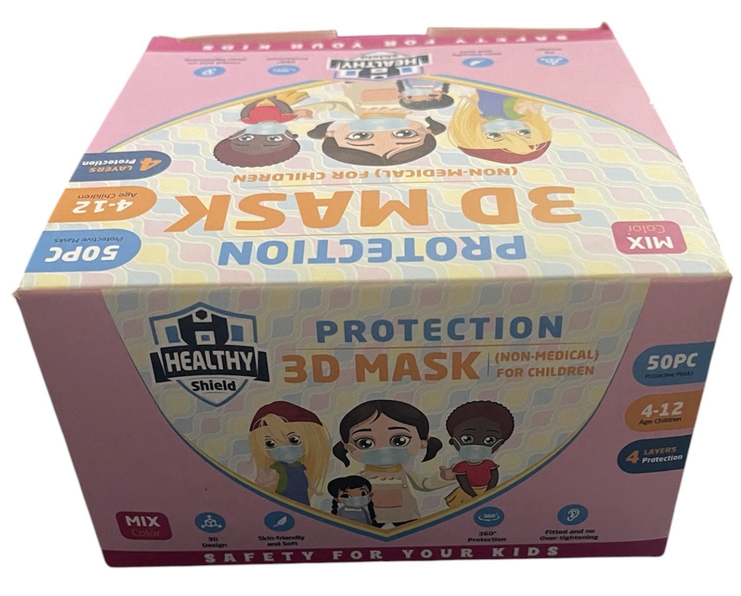 50 Cartoon 3D Kids BFE 95% Protective 4 Layer Face Mask Disposable Respirator