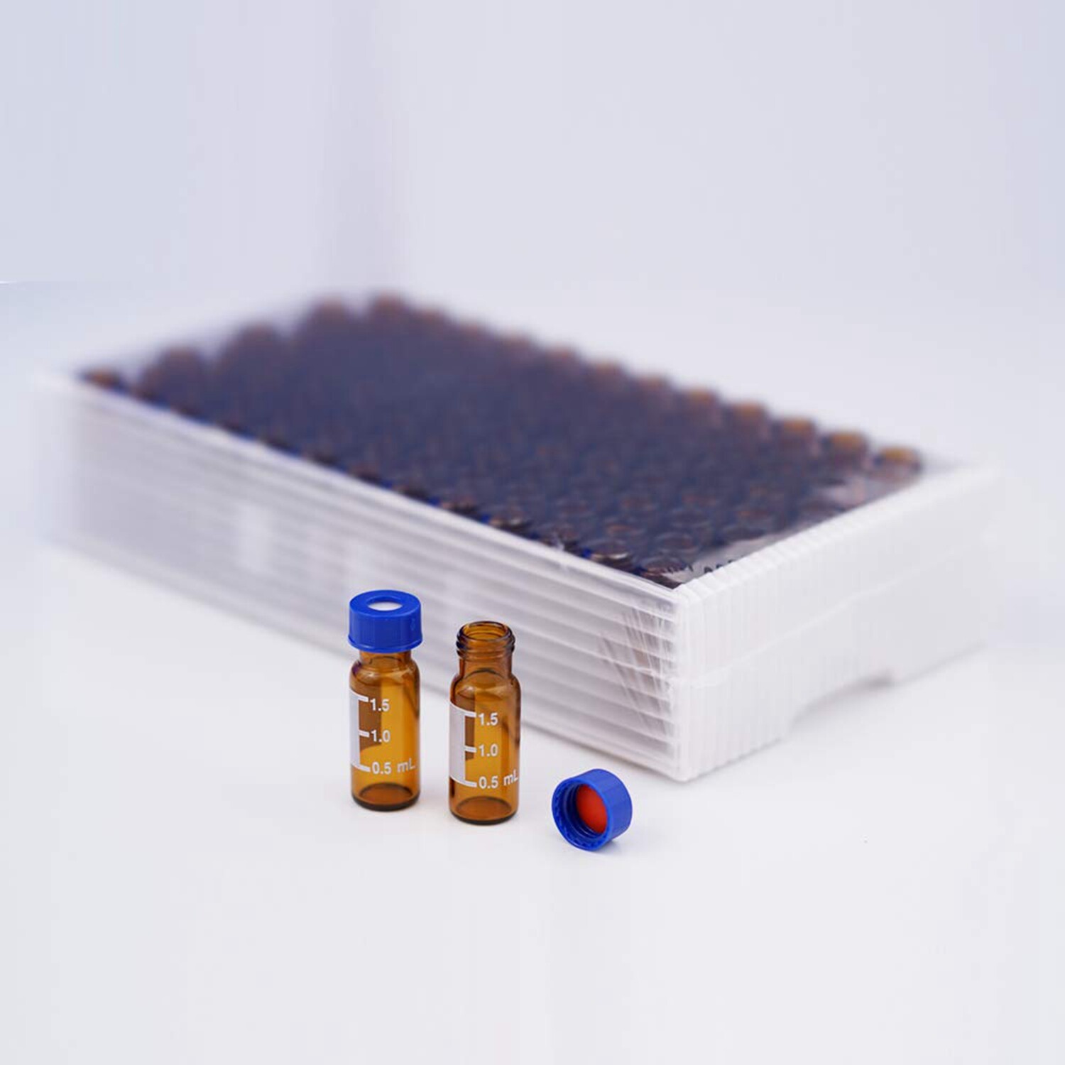 1000x Lab 2ml 9-425 Autosampler Glass Amber/Clear Vials Screw Cap PTFE Silicone