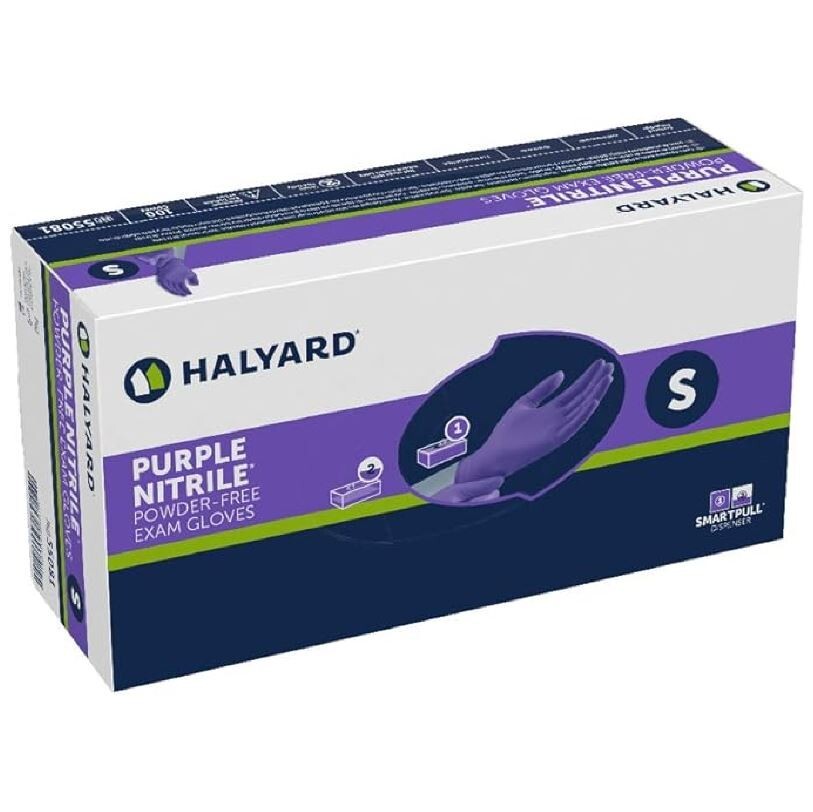 *1,000-Pieces* Halyard Purple Powder-Free Nitrile Exam Gloves Small 55081