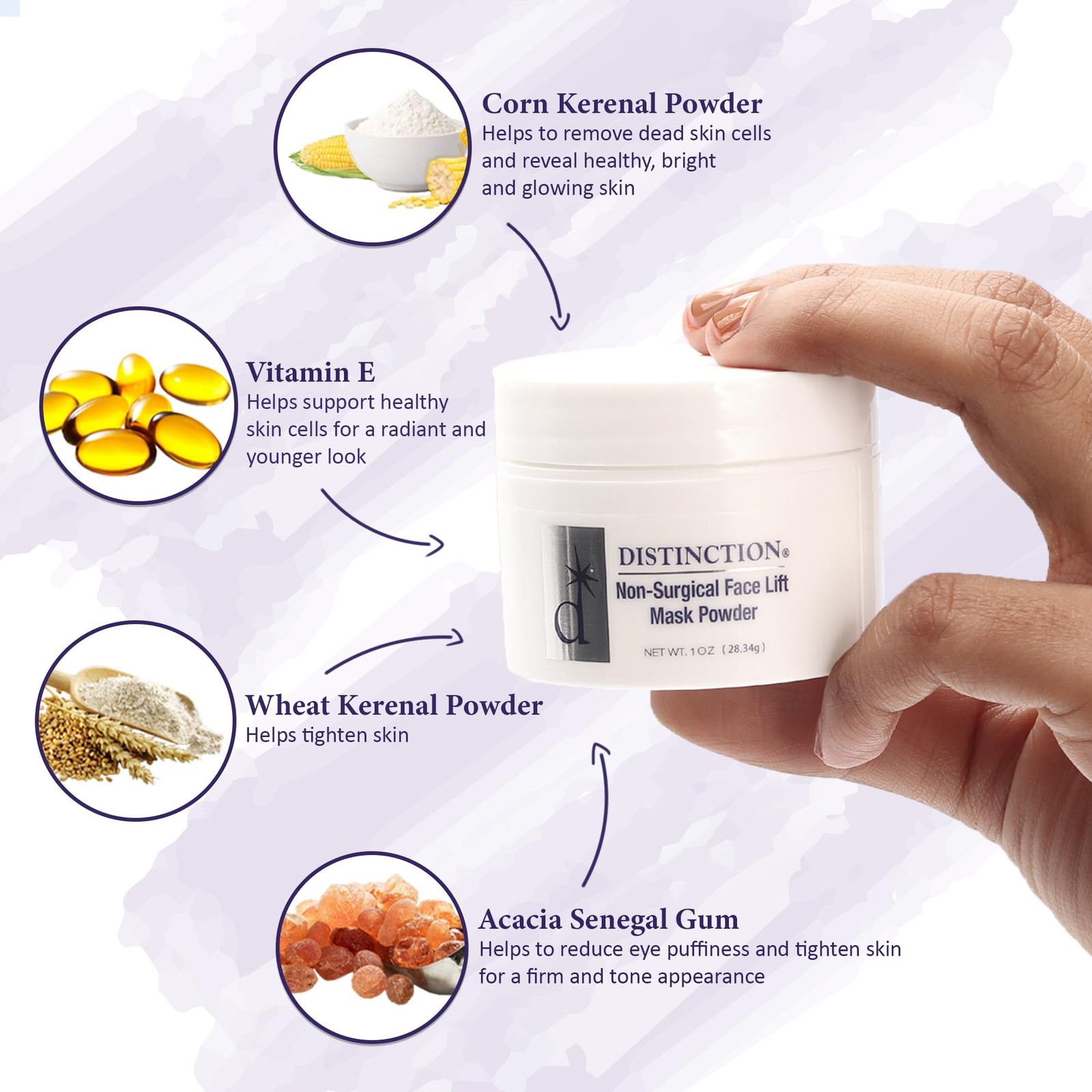 Distinction Face Lift Mask Powder & Activator w/ AHA & Vitamin C, (1+ 3 Fl Oz