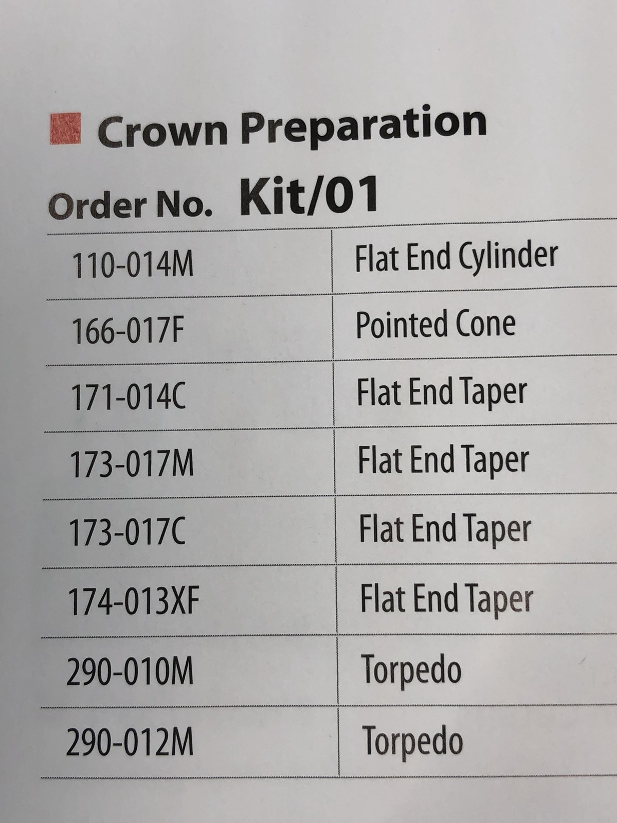 MDT Dental 1xCrown Preparation Kit#1 8xFG Diamond Burs & autoclavable