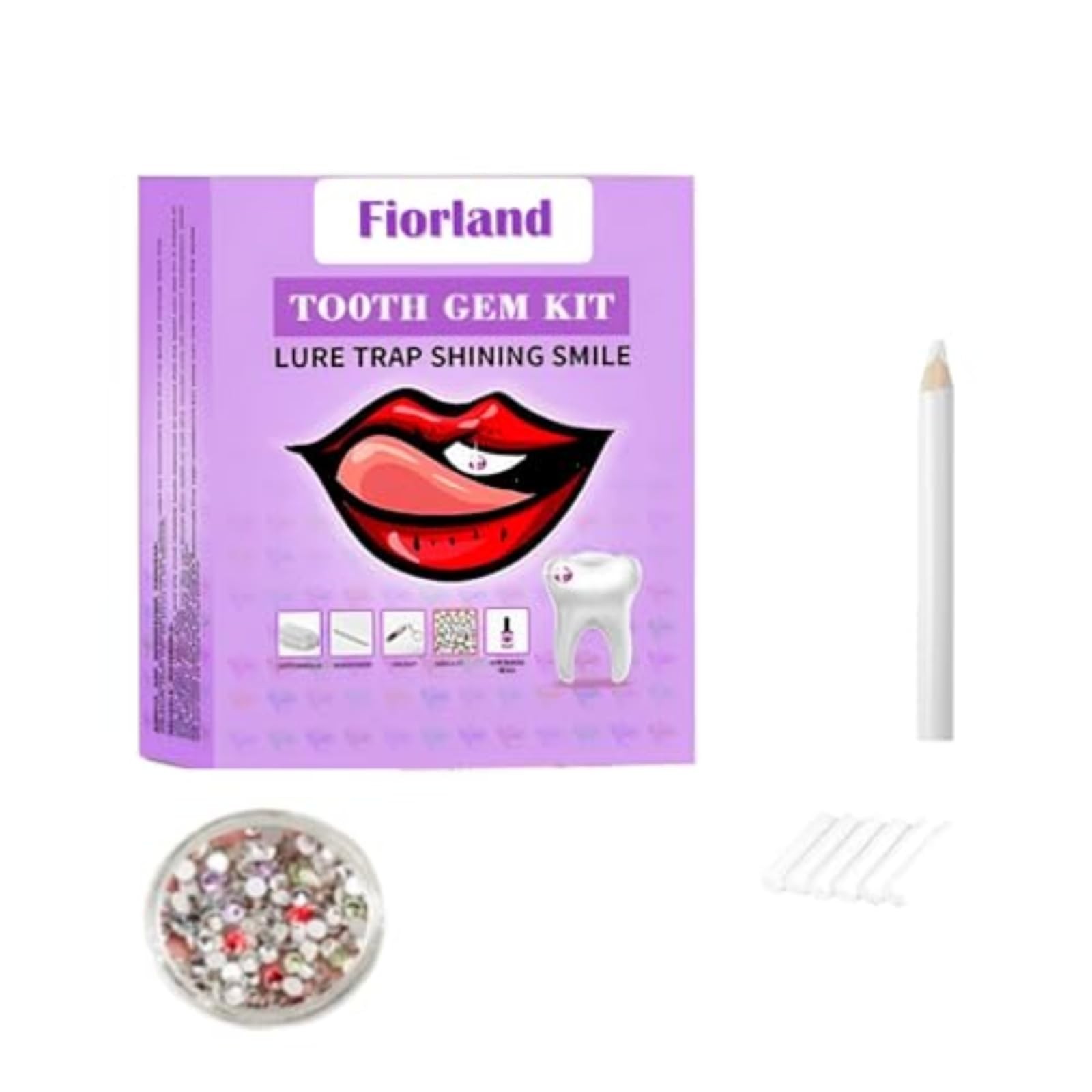 Fiorland Tooth Gem Kit, DIY Crystals Jewelry Kit Teeth Gems A, multi-color