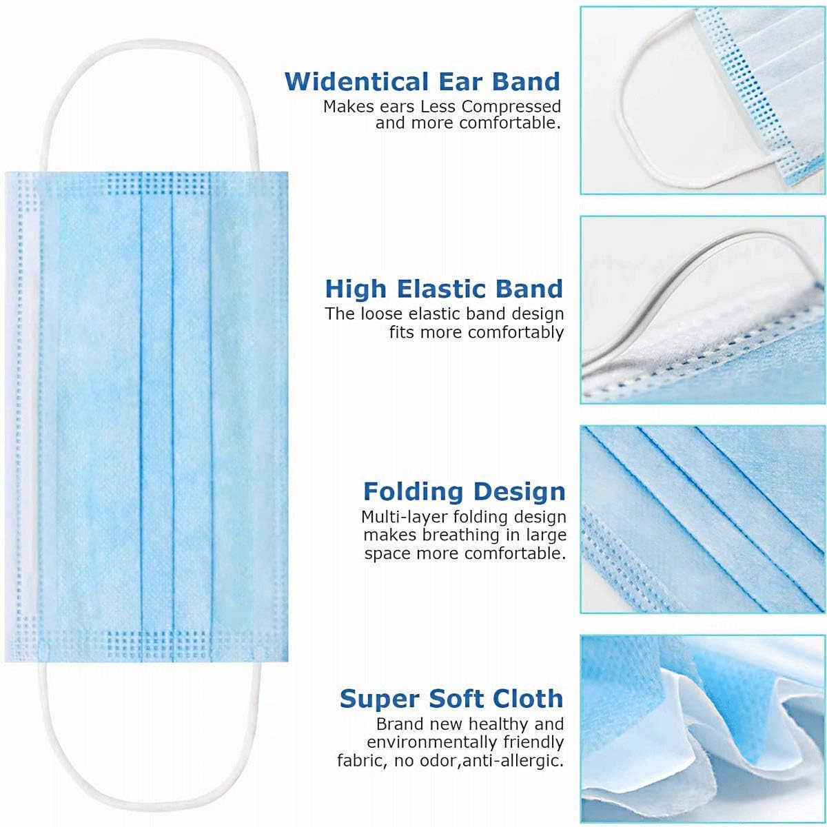 100 Pack Medical Disposable Face Masks for Protection, ASTM Level 2, 3 Layers Sa