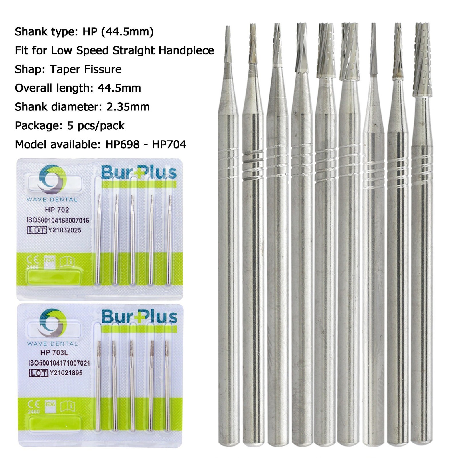 Wave Dental Burs Carbide HP 699 698 702L 703 44.5mm Long Straight Handpiece Bur