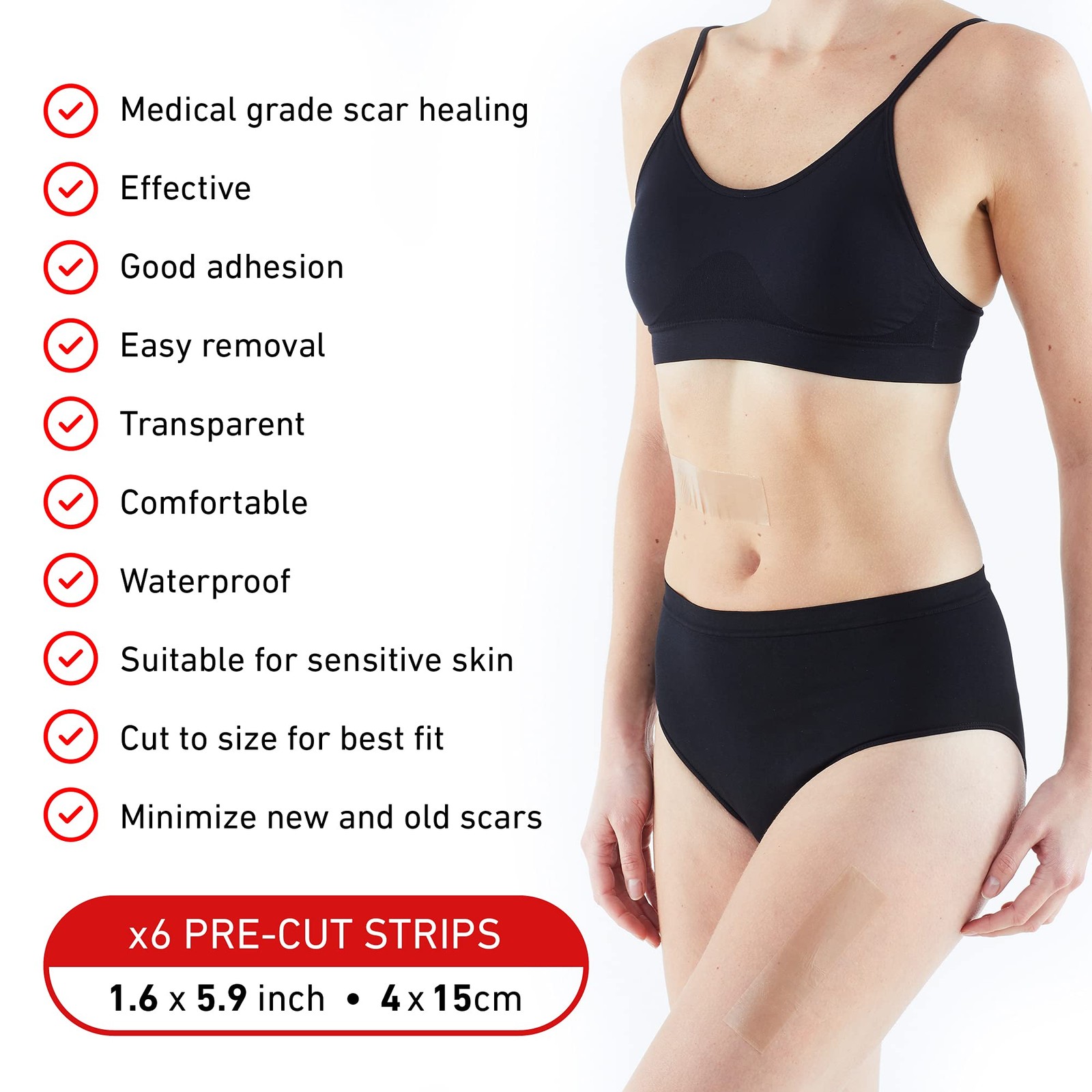 Neo-G Neo G Opti-Heal Wound Recovery Silicone Scar Strips For Surgical Scars C