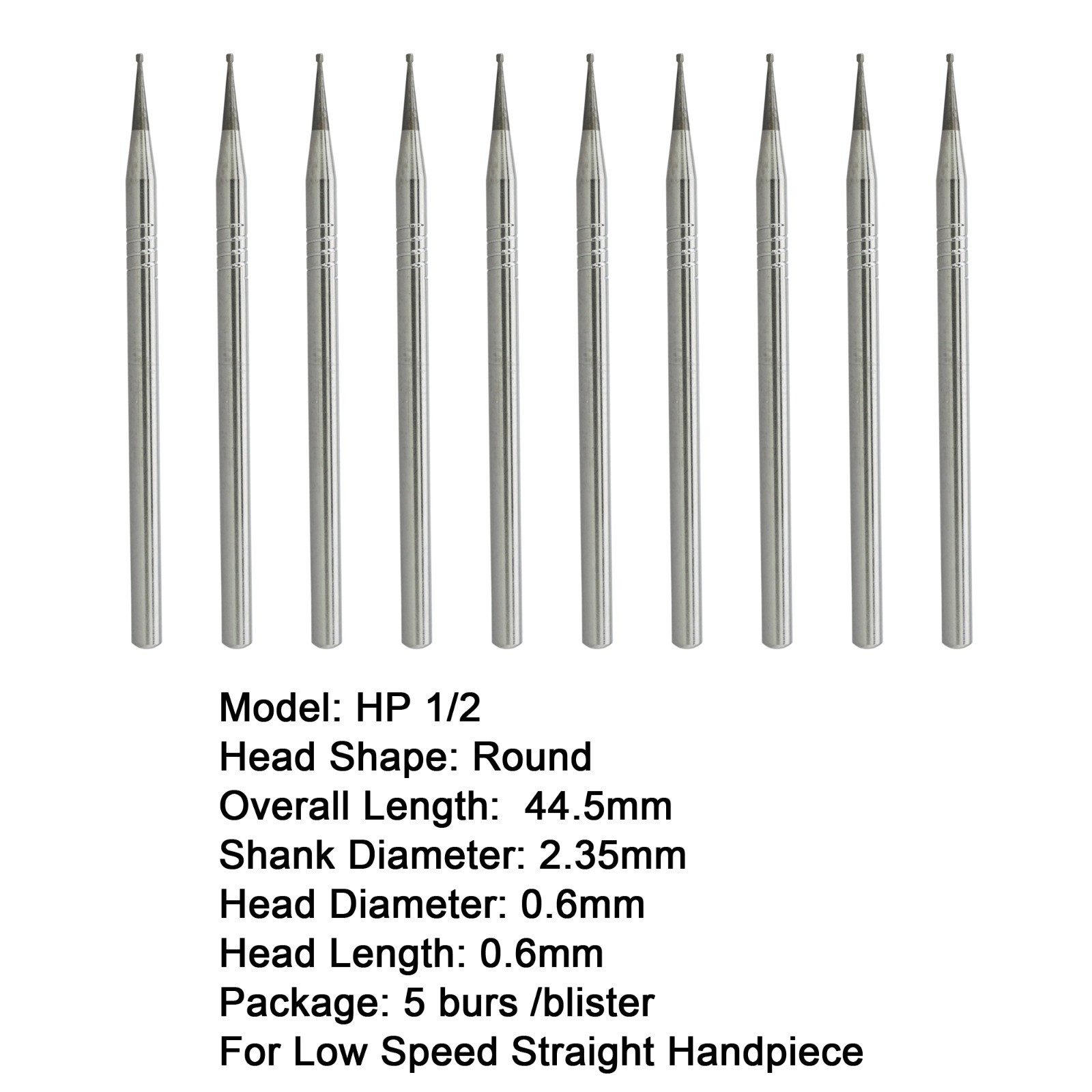 Wave Dental Carbide Bur Round HP 1 2 3 4 5 6 8 10 44.5mm Long Straight Low Speed