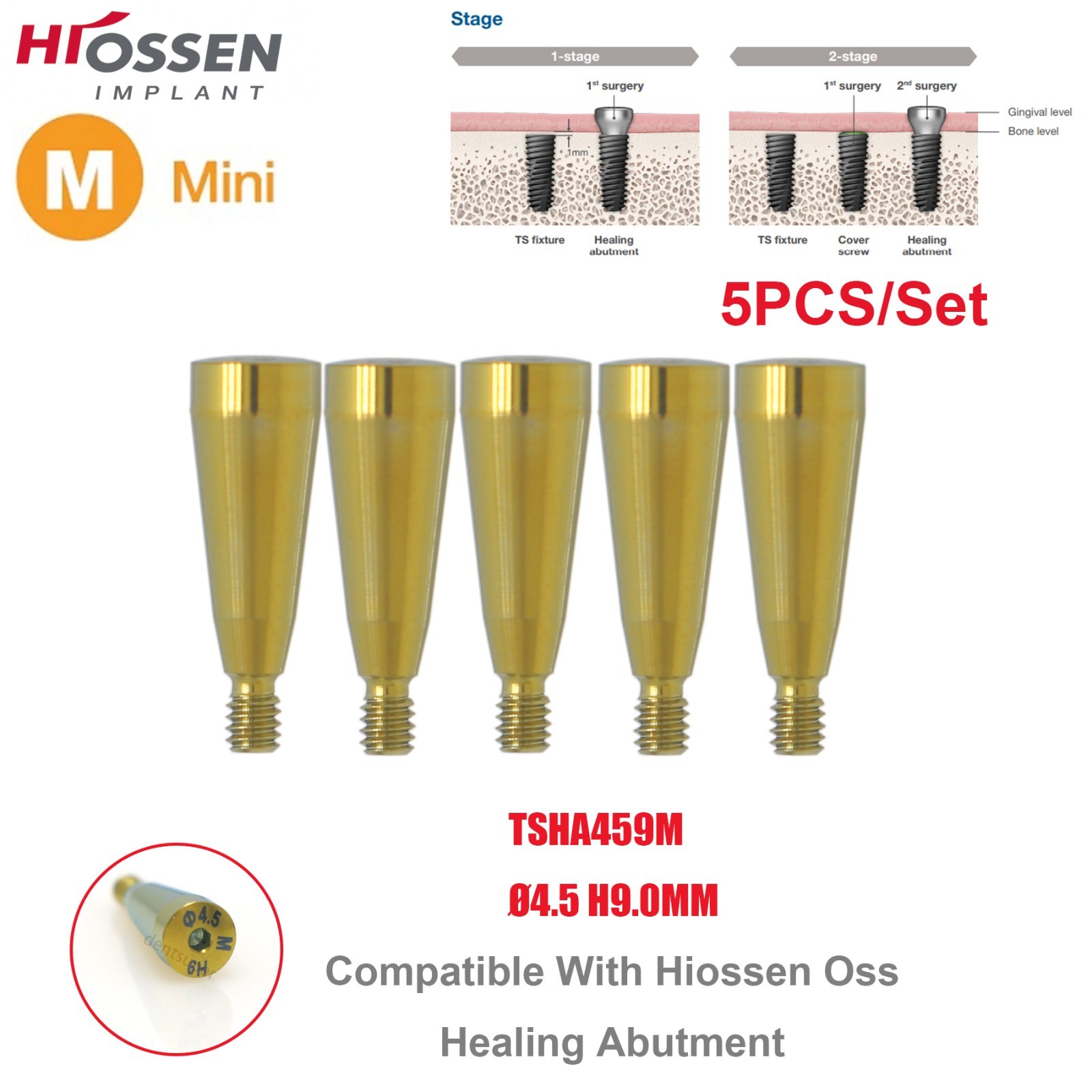 US 5Pcs Dental Healing Abutment Mini/Regular Hiossen Osstem ET TS Ti Implant Cap