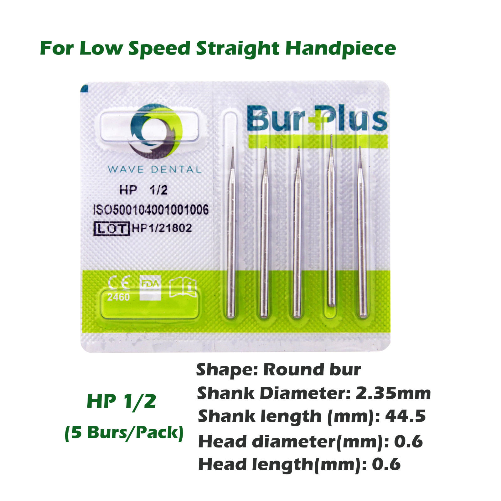 Wave Dental Carbide Straight Handpiece Burs 44.5mm Round HP1/4 1/2 2 4 6 8 10