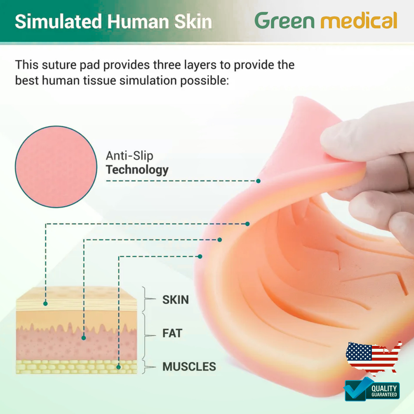 Silicon Suture practice pad G13 with 3 durable skin layers