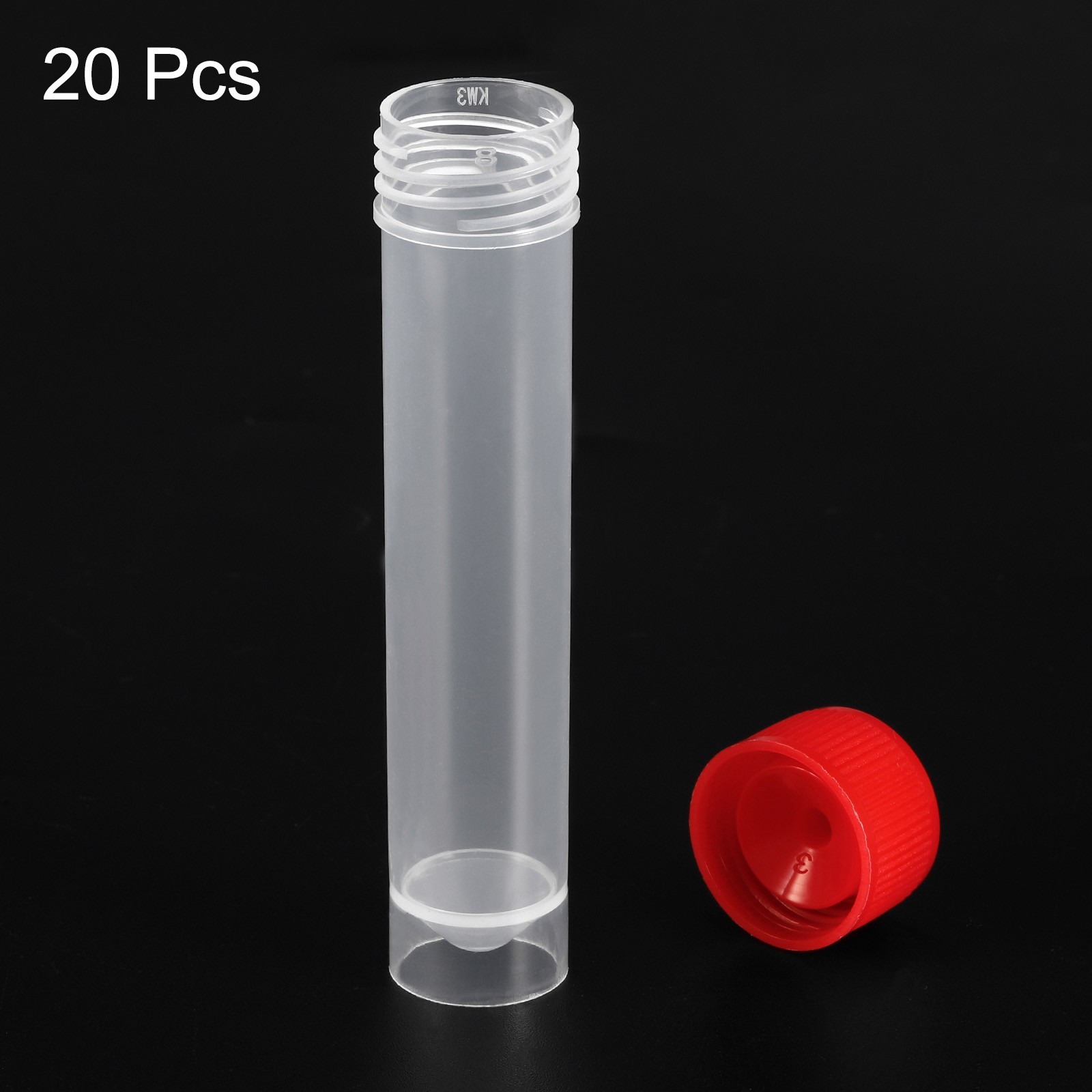 20Pcs 20mL Plastic Test Tubes Frozen Test Tube Vial Container Screw Cap Red