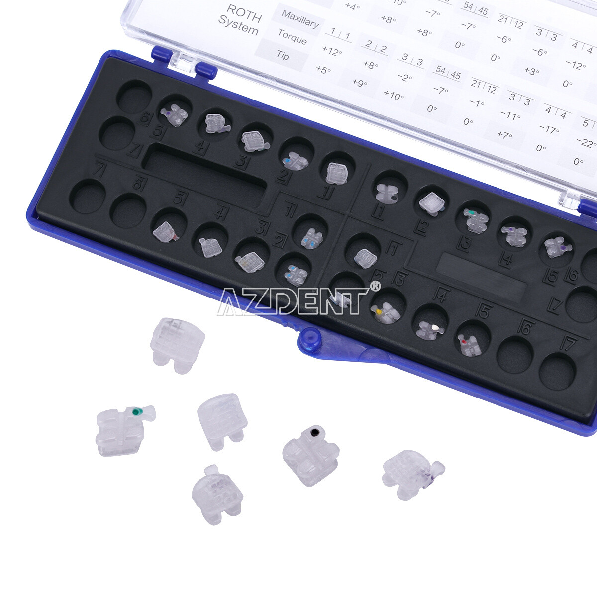 AZDENT Dental Orthodontic Ceramic Bracket Braces Roth MBT 0.022/ 018 Hooks 3 4 5