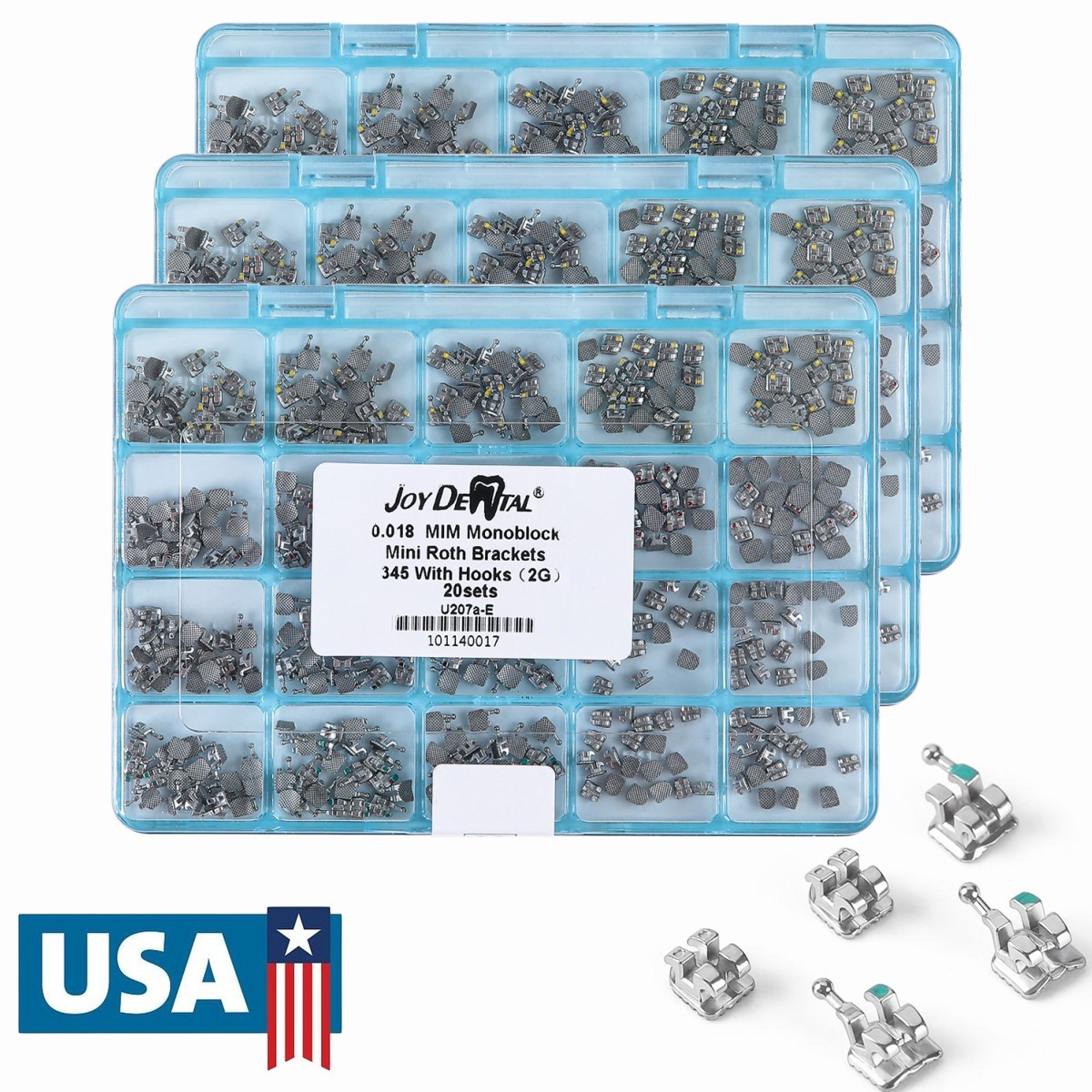 20Set AZDENT Dental Ortho MIM Monoblock Brackets Brace Mini Roth/MBT .022/.018