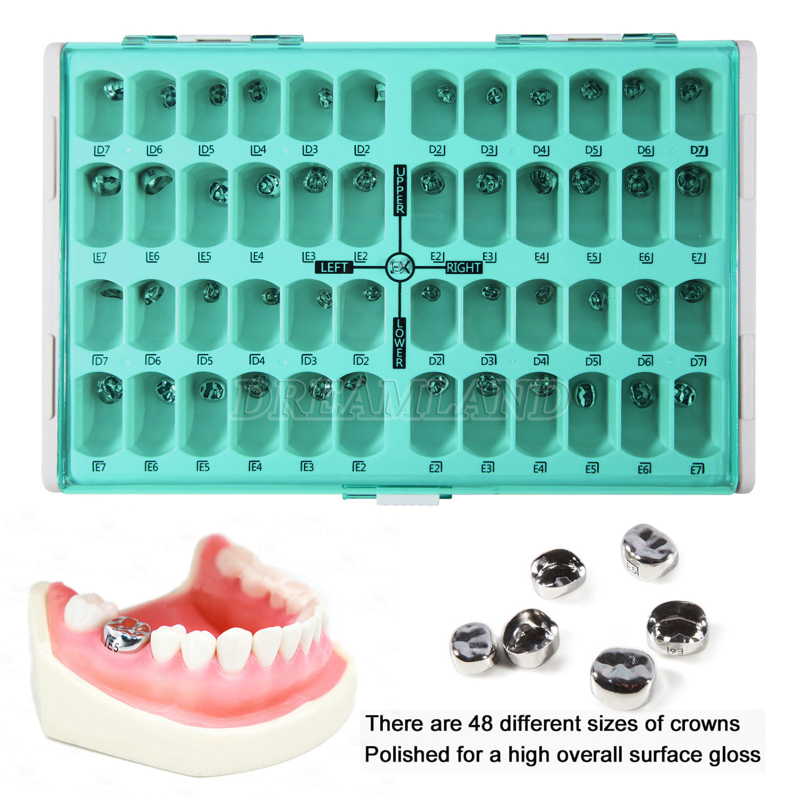 48pcs Dental Kids Adult Crown Stainless Steel Primary Molar Crowns Pediatric
