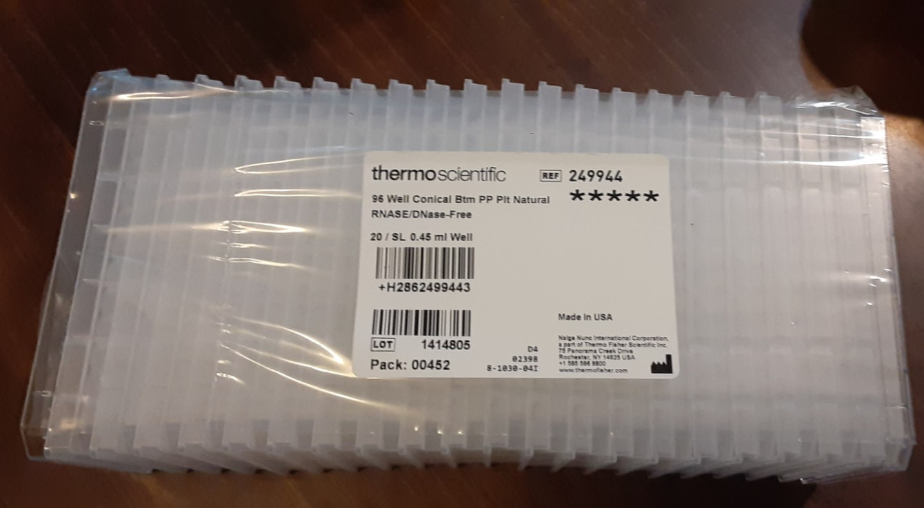 THERMO SCIENTIFIC 96/well/ 0.45mL Nunc Storage Microplates (20/sleeve) 249944