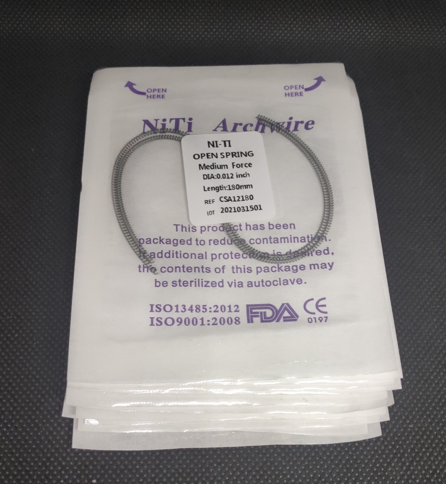 10 Packs Dental Orthodontic Open Coil Spring NiTi Alloy 0.012*180mm Medium Force