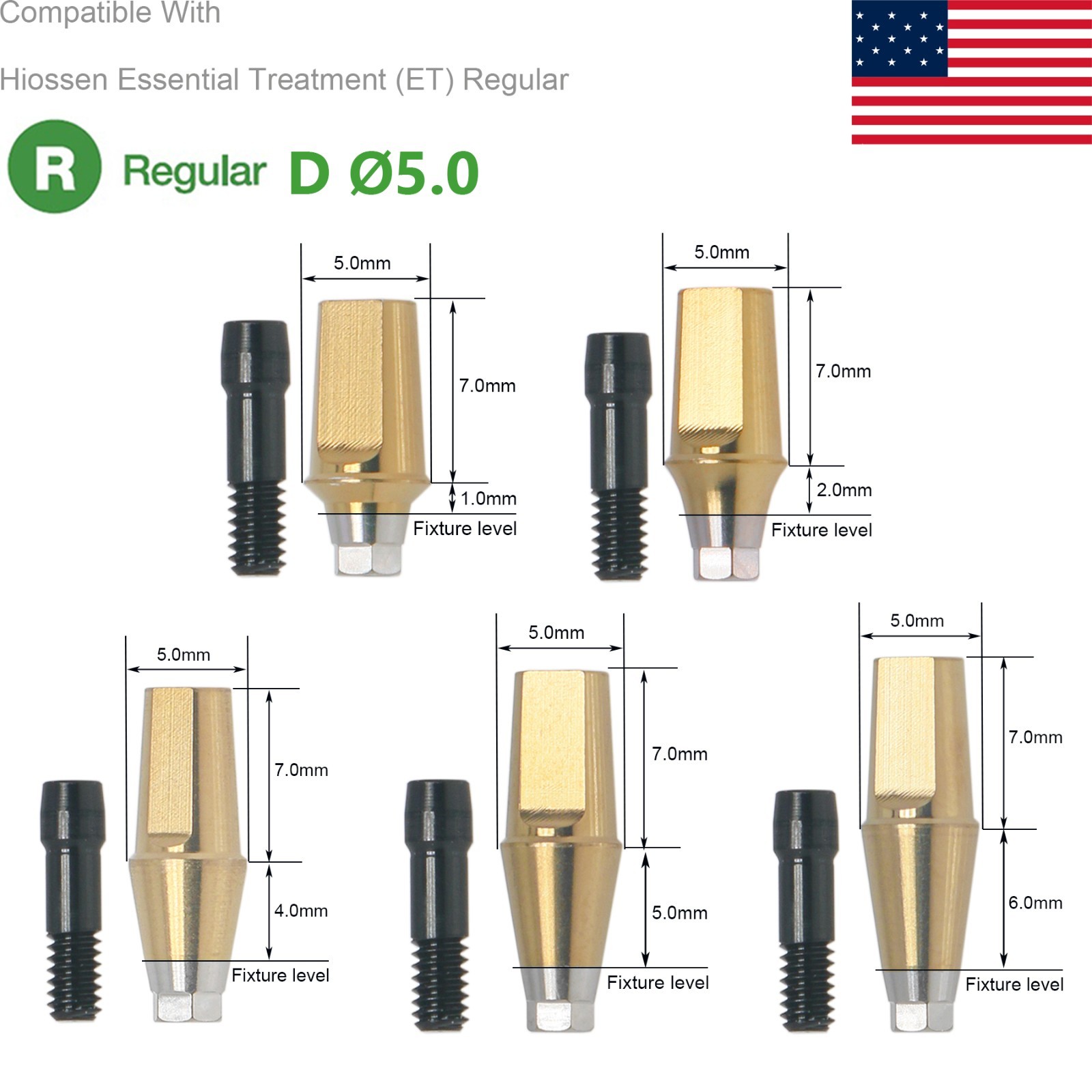 US Dental Hex Straight Transfer Abutment Mini Regular Fit Osstem Hiossen TS
