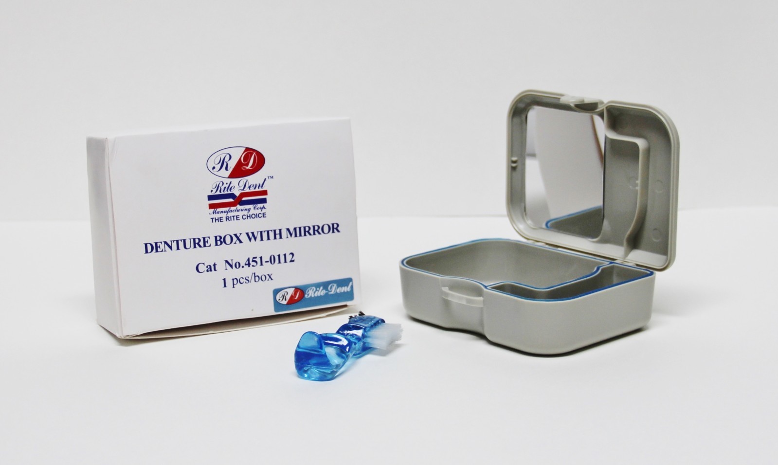 Denture Retainer Mouth-guard Storage Case with Mirror & Cleaning Brush – 1 PC