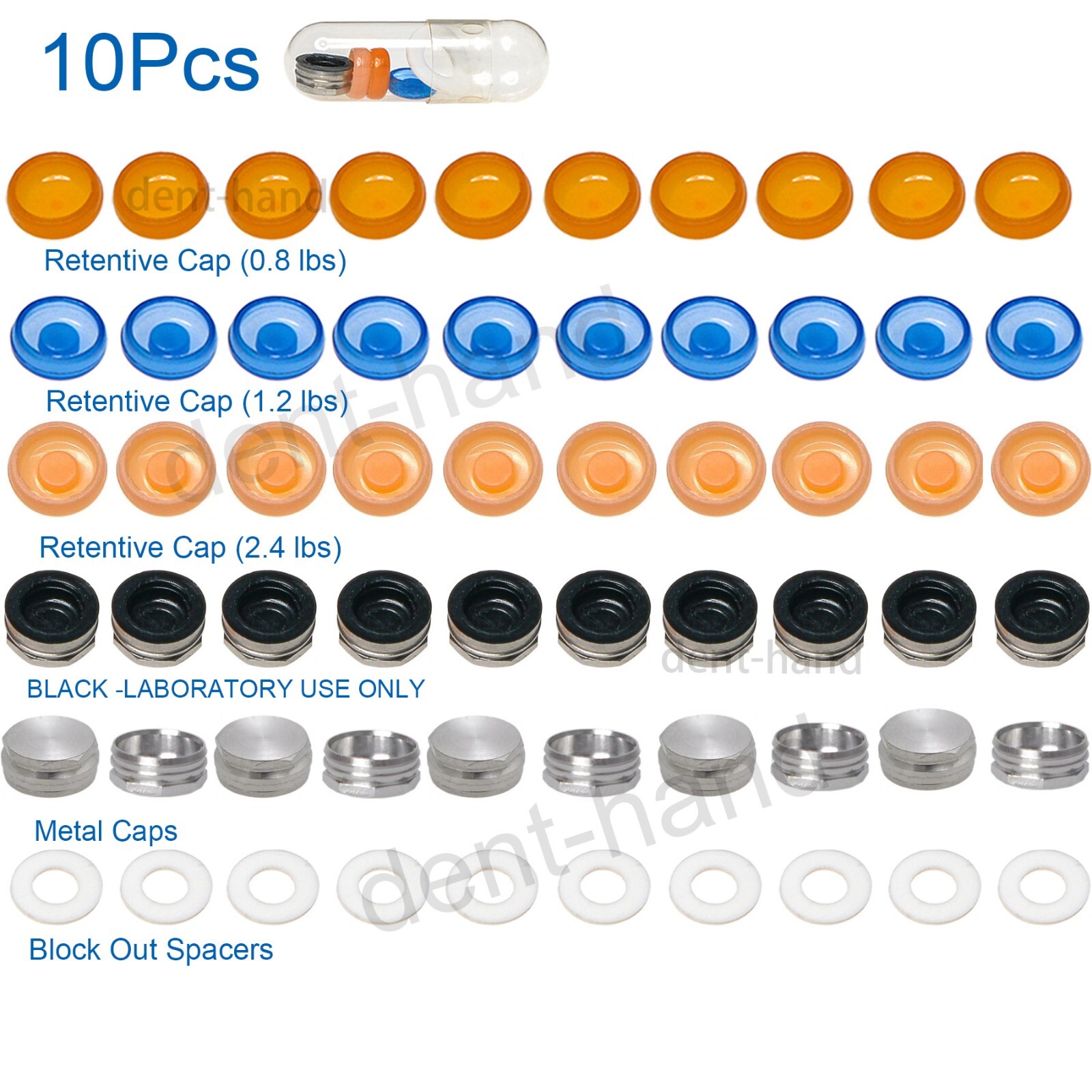 10 Pcs Dental Abutment Implant Strong Retentive Caps Inserts for Locat0r System