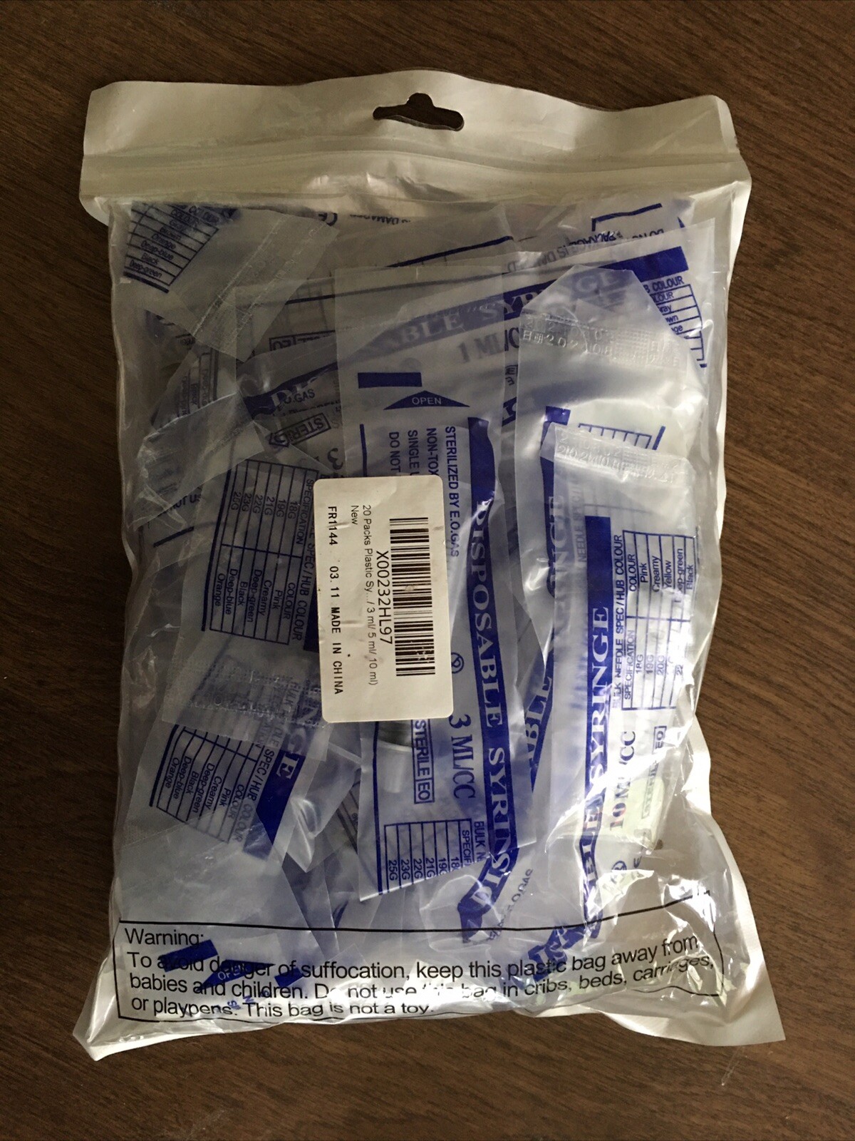 Disposable Syringes 18 Ct: Mixed Lot: 10ml~5ml~3ML~1ml Individually Sealed Pkgs