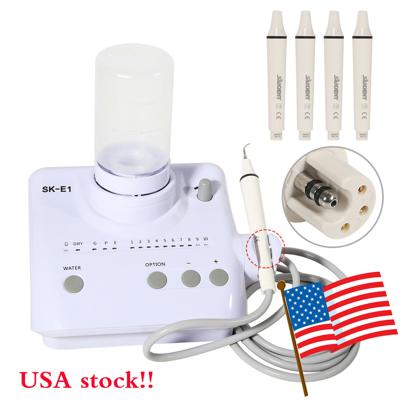 Dental Ultrasonic Piezo Scaler +2 Bottles fit Cavitron EMS / 4*Handpiece dcn