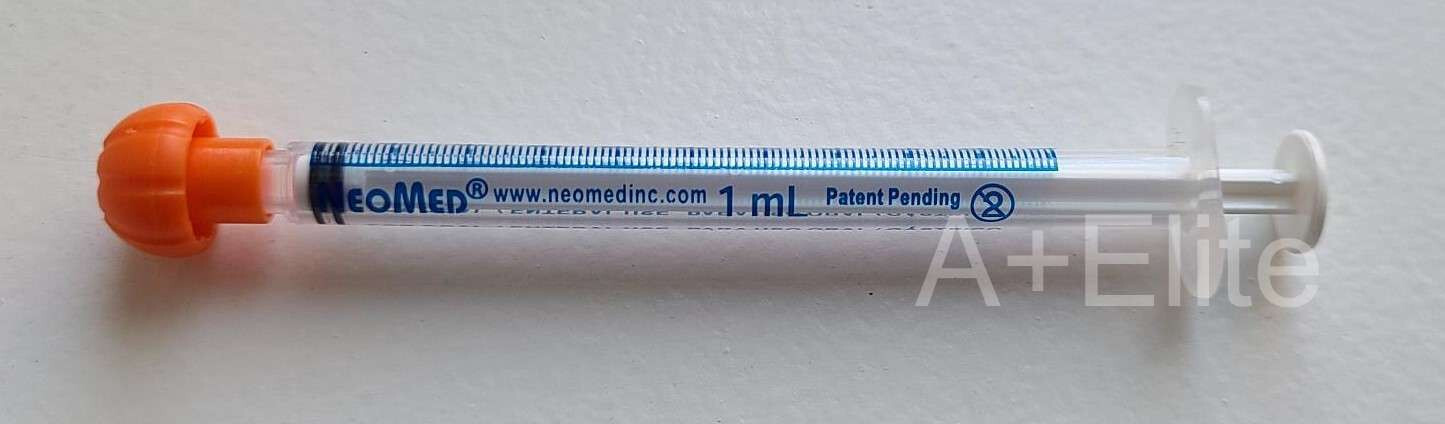 NeoMed 1mL 1cc Oral Medicine Dose Syringe Dispenser Clear 25/PK BB-S1EO With Cap