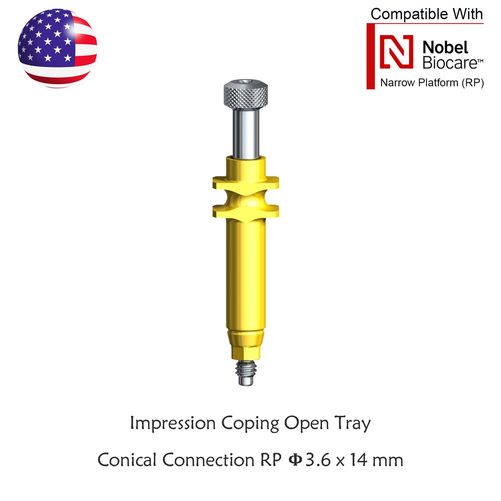 US Dental Nobel Biocare Active Impression Transfer Coping Open/Close Tray NP/RP