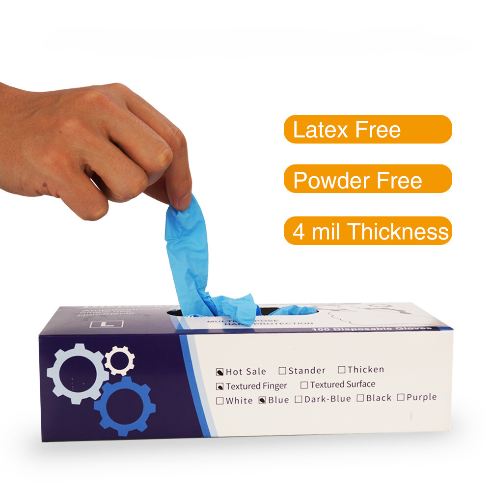 2000pcs Non-Latex Nitrile Gloves Powder Free Thicken 4 mil M/L Durable Rubber US