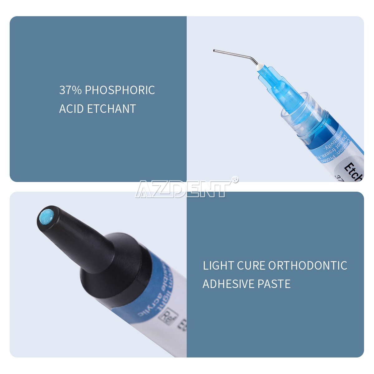 Dental Orthodontic Adhesive Light Cure Blue Glue Adhesive Paste+Etchant Acid Gel