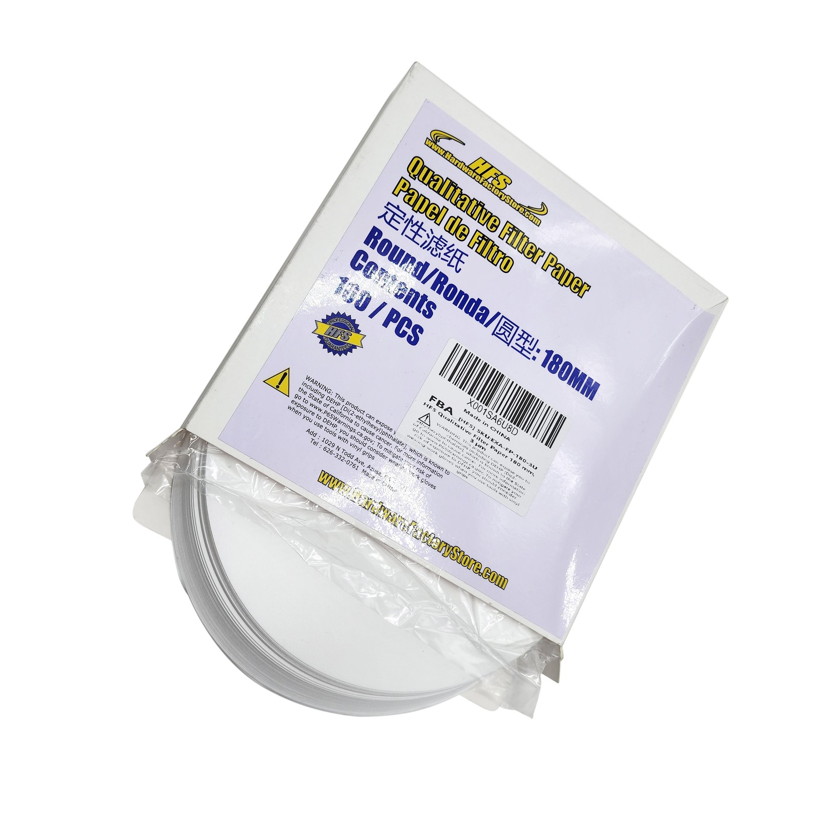 HFS(R) 180mm Ashless Qualitative Filter Papers Lab 100PCS Medium 11 um Round