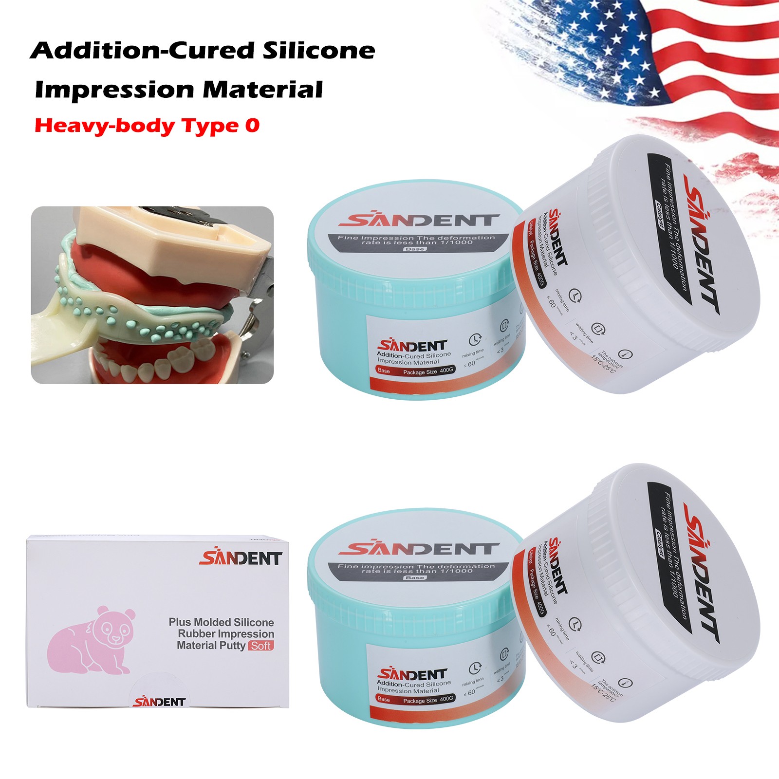 1-10 Sets Dental Putty Fast Set PVS VPS Impression Material 2 x 400 ml PR