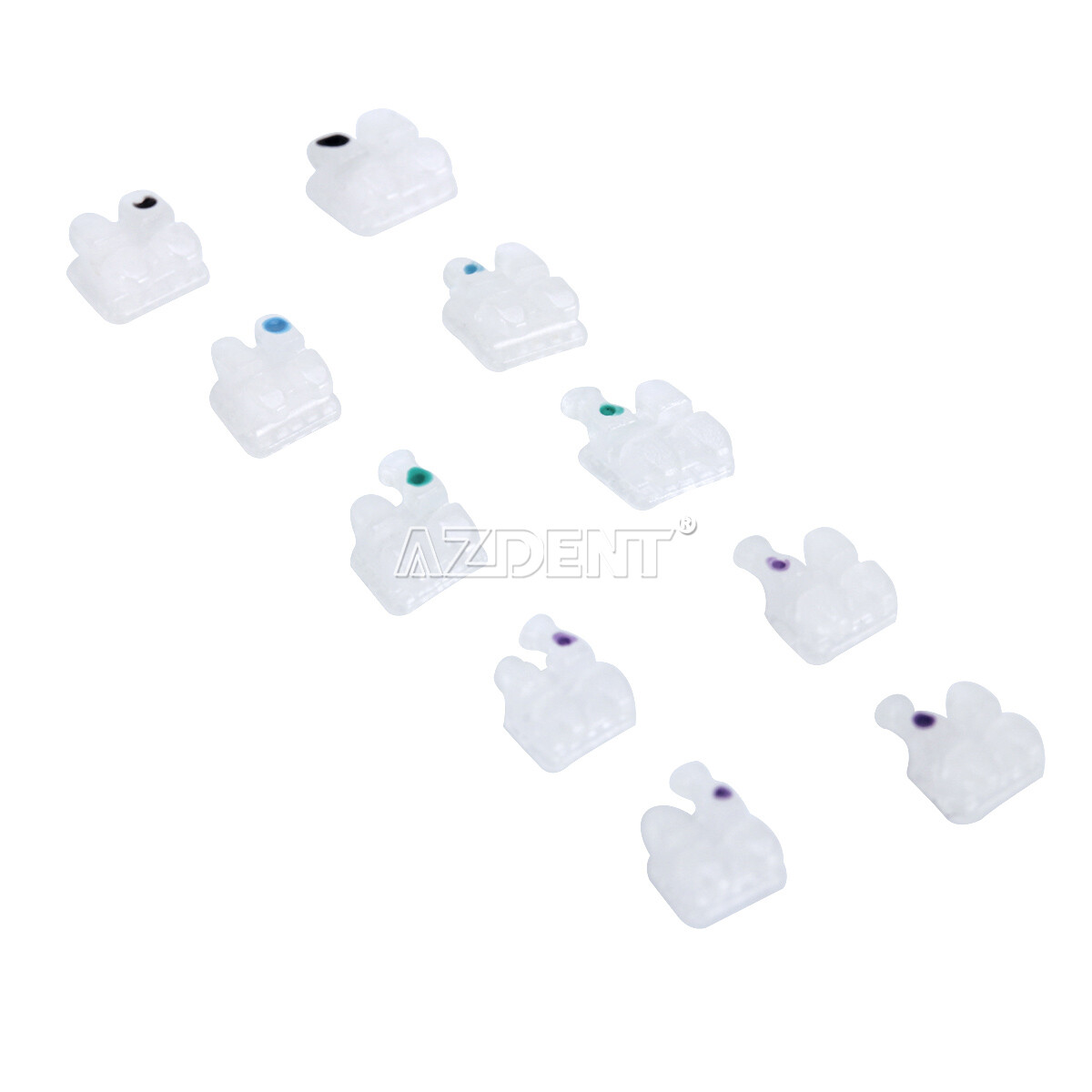 AZDENT Dental Orthodontic Ceramic Brackes Braces Roth /MBT .022 Hooks 3 4 5