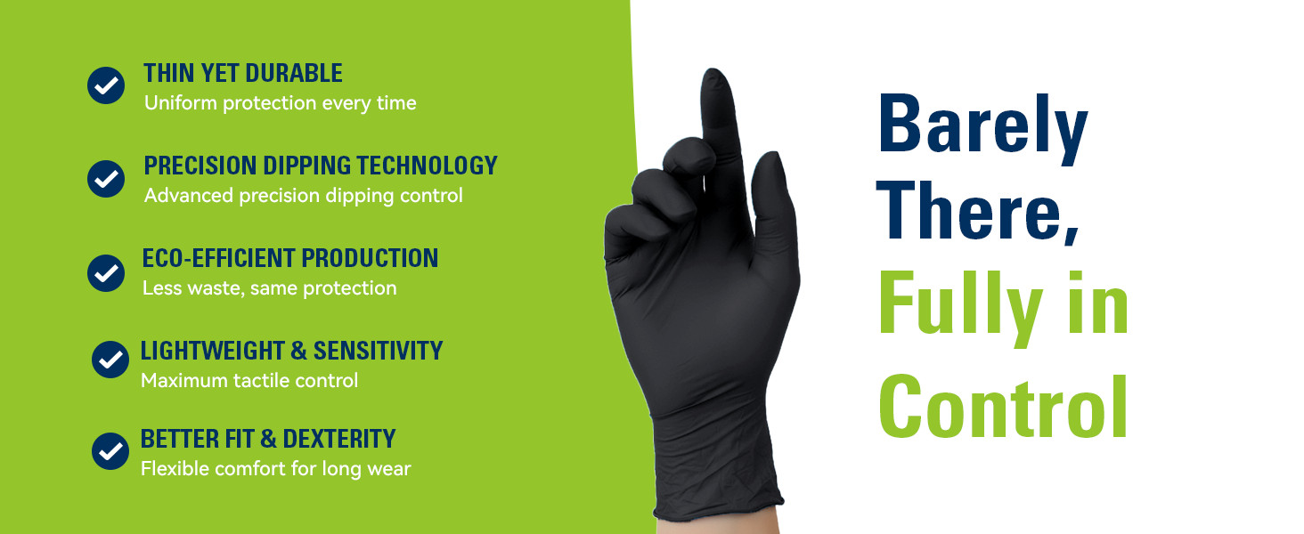 Black Nitrile Gloves, Food Safe Disposable Gloves Latex Free, Rubber Gloves