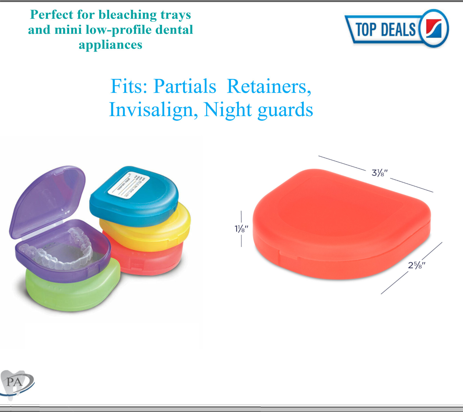 Dental Retainer Case Ortho Appliance Box, Denture, Patient Sticker 1″Deep, 2/Pk