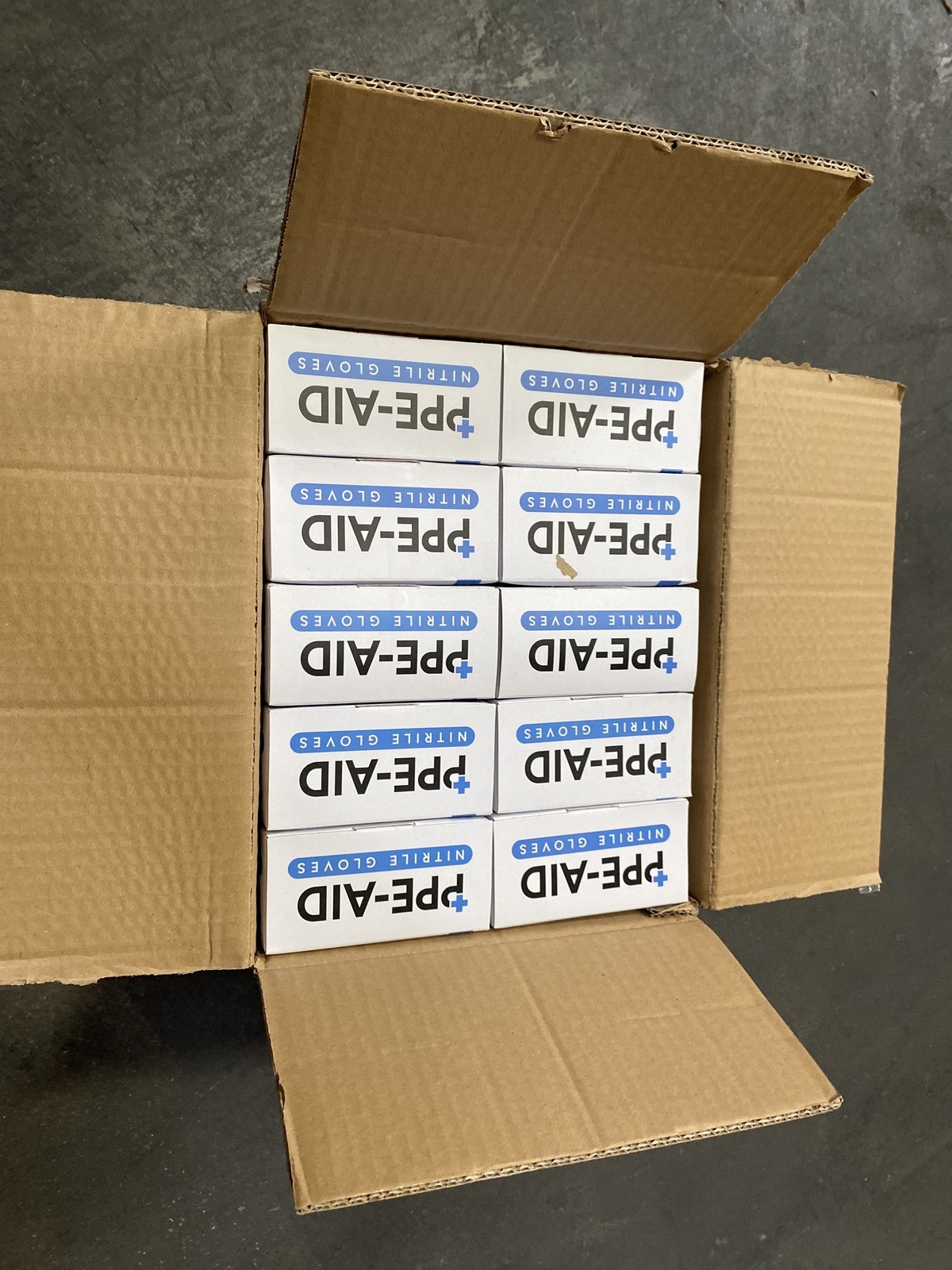 PPE-Aid Disposable Nitrile Gloves High flexibility, Medium 100Gloves/Box,10 Pack