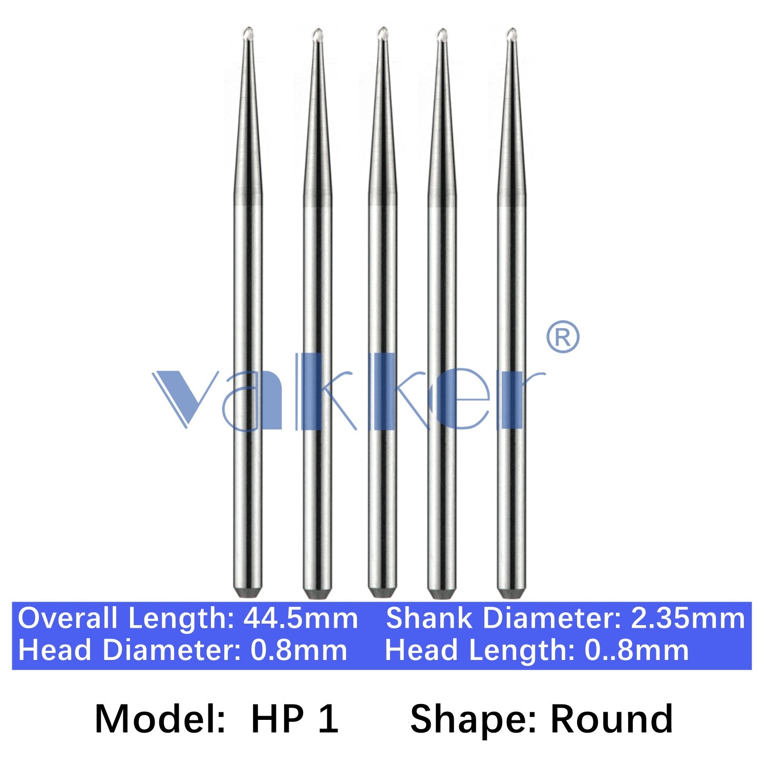 Vakker Dental HP 1 2 4 6 8 37 Carbide Burs For Straight Handpiece 2.35mm 5pc/pk