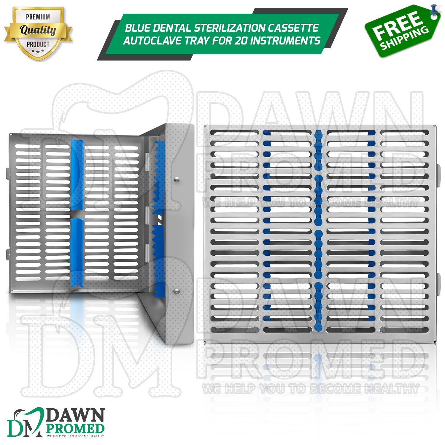 Dental Sterilization Cassette Autoclave Tray Box For 20 Instruments German Grade