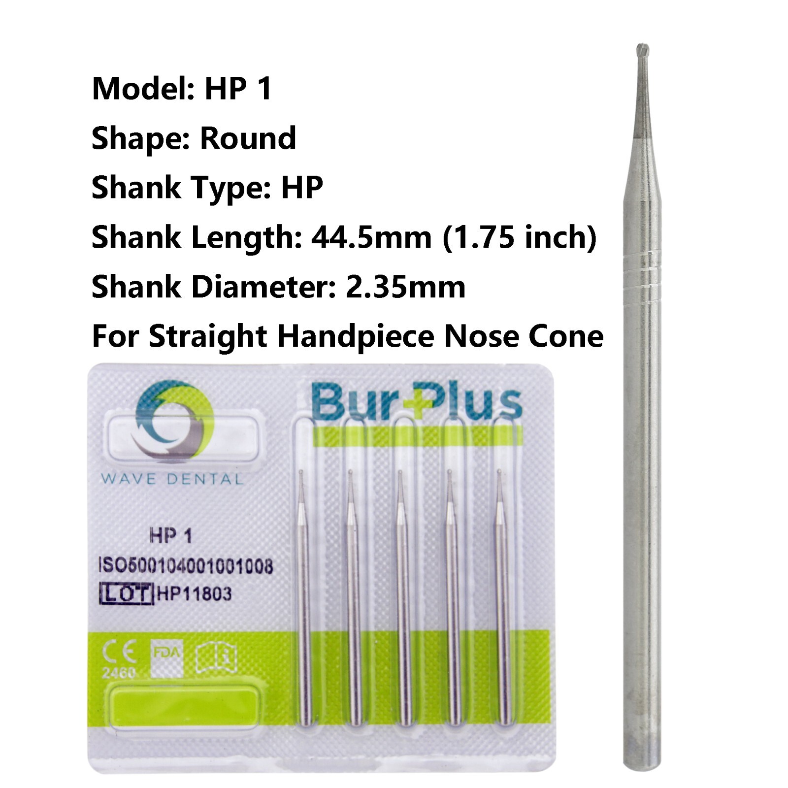 Wave Dental Round Surgical Burs Carbide for Straight Handpiece HP 1/4 2 3 4 5 6