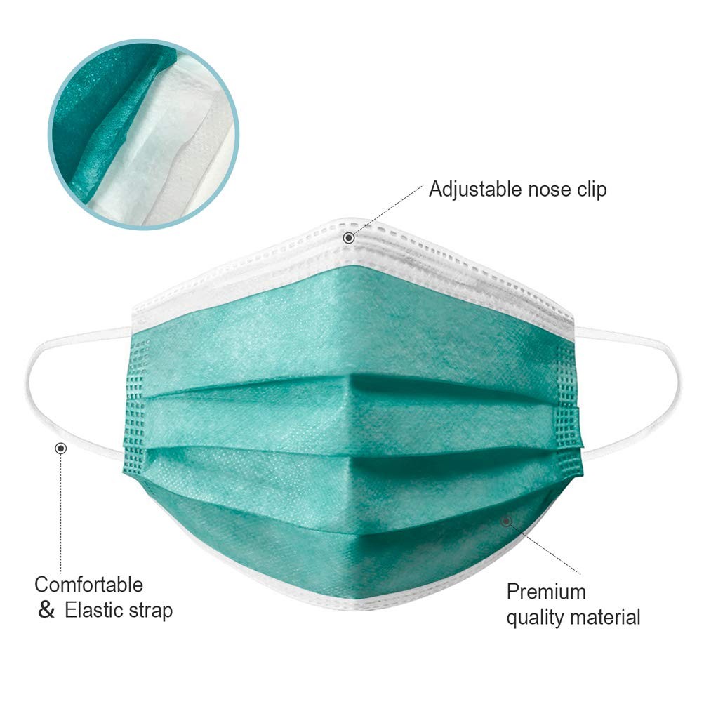 4 Ply Disposable Face Mask Protective(50PCS), Elastic Earloops, Single Use- G…
