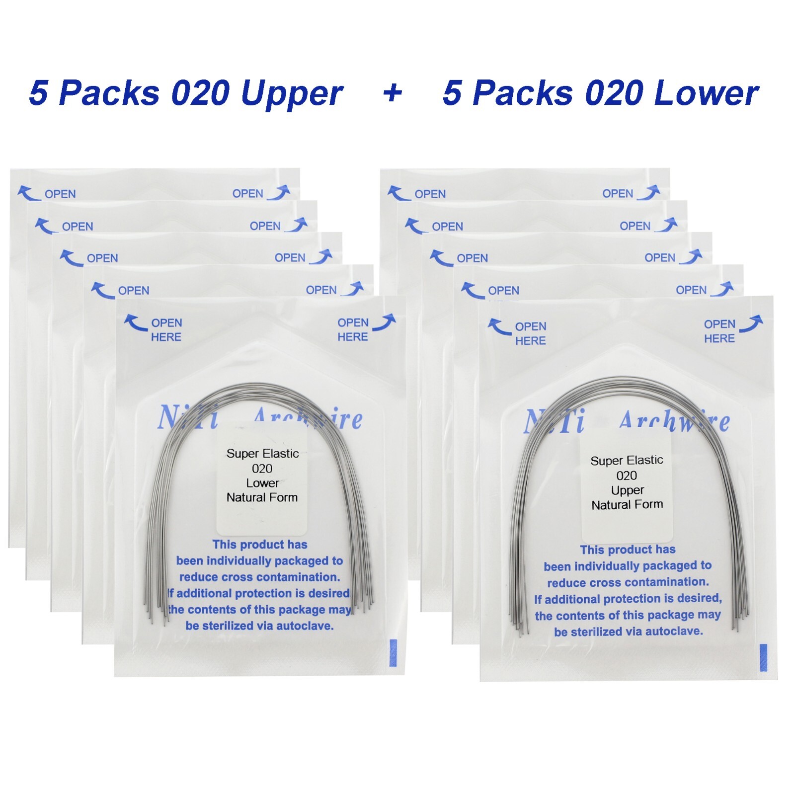 100PCS Dental Orthodontic Arch Wire Niti Round Rectangular Ovoid Natural 16X22