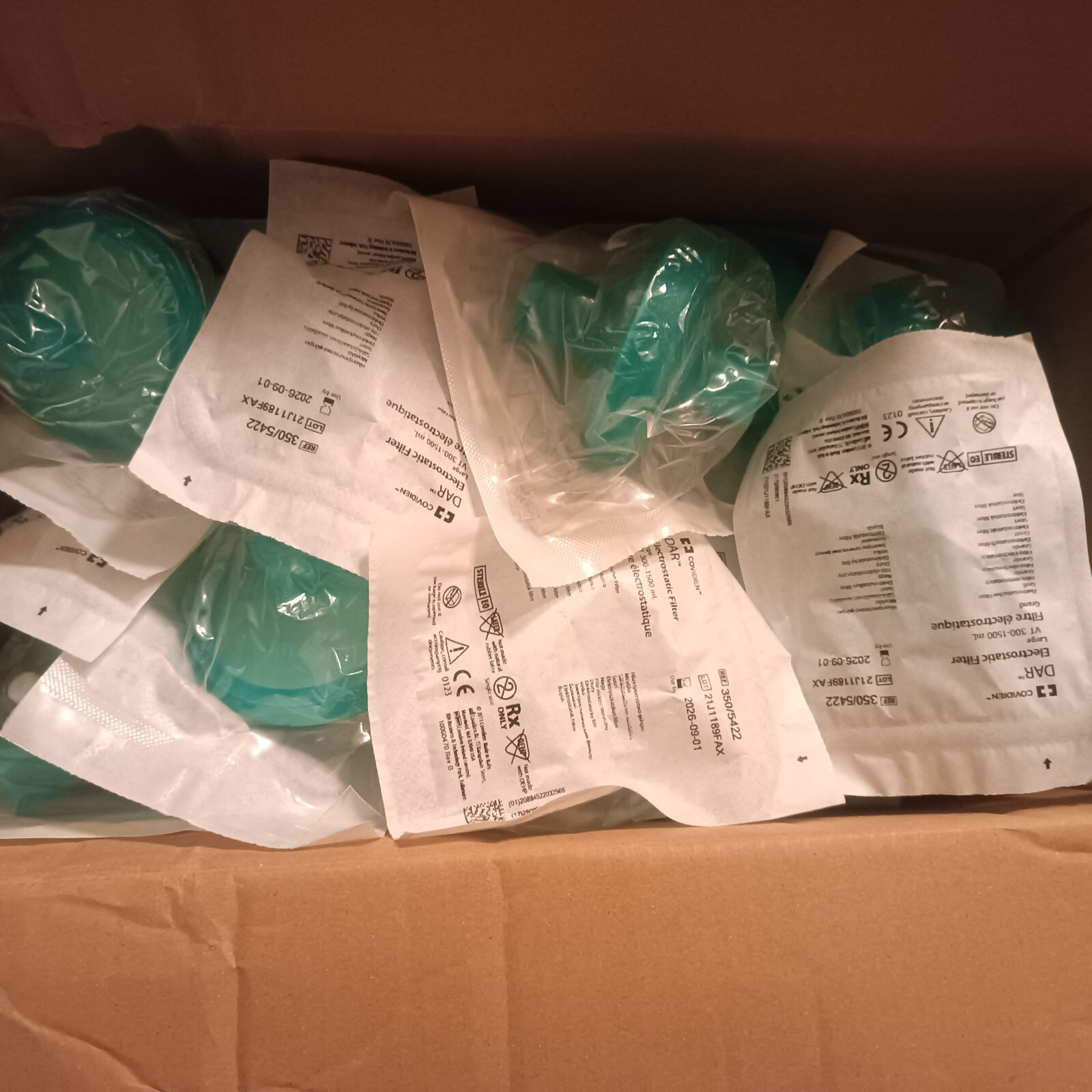 COVIDIEN 350/5422 DAR Electrostatic Filter VT 300-1500mL (CASE/25) 2026/09