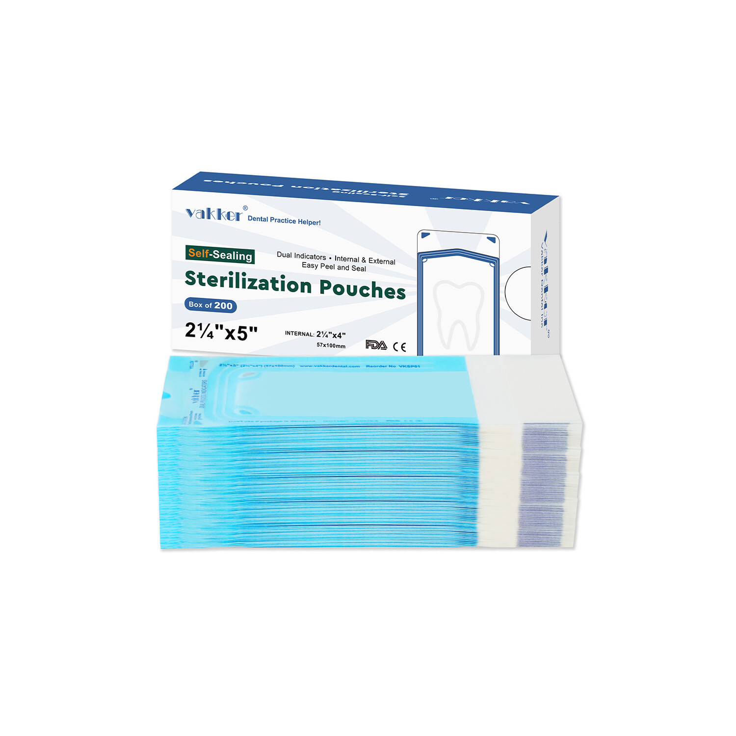 Vakker 400pc 2.25″ x 5″ Dental Self Sealing Sterilization Pouches Autoclave Bags