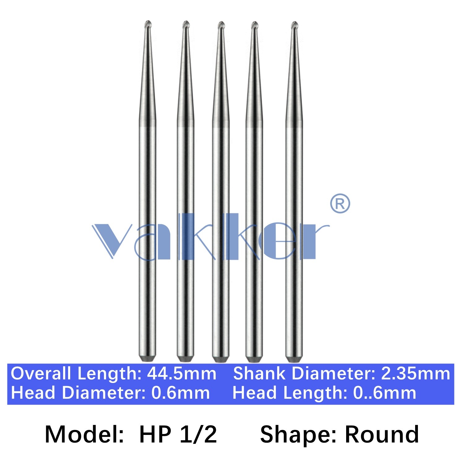Vakker Dental HP 1 2 4 6 8 37 Carbide Burs For Straight Handpiece 2.35mm 5pc/pk
