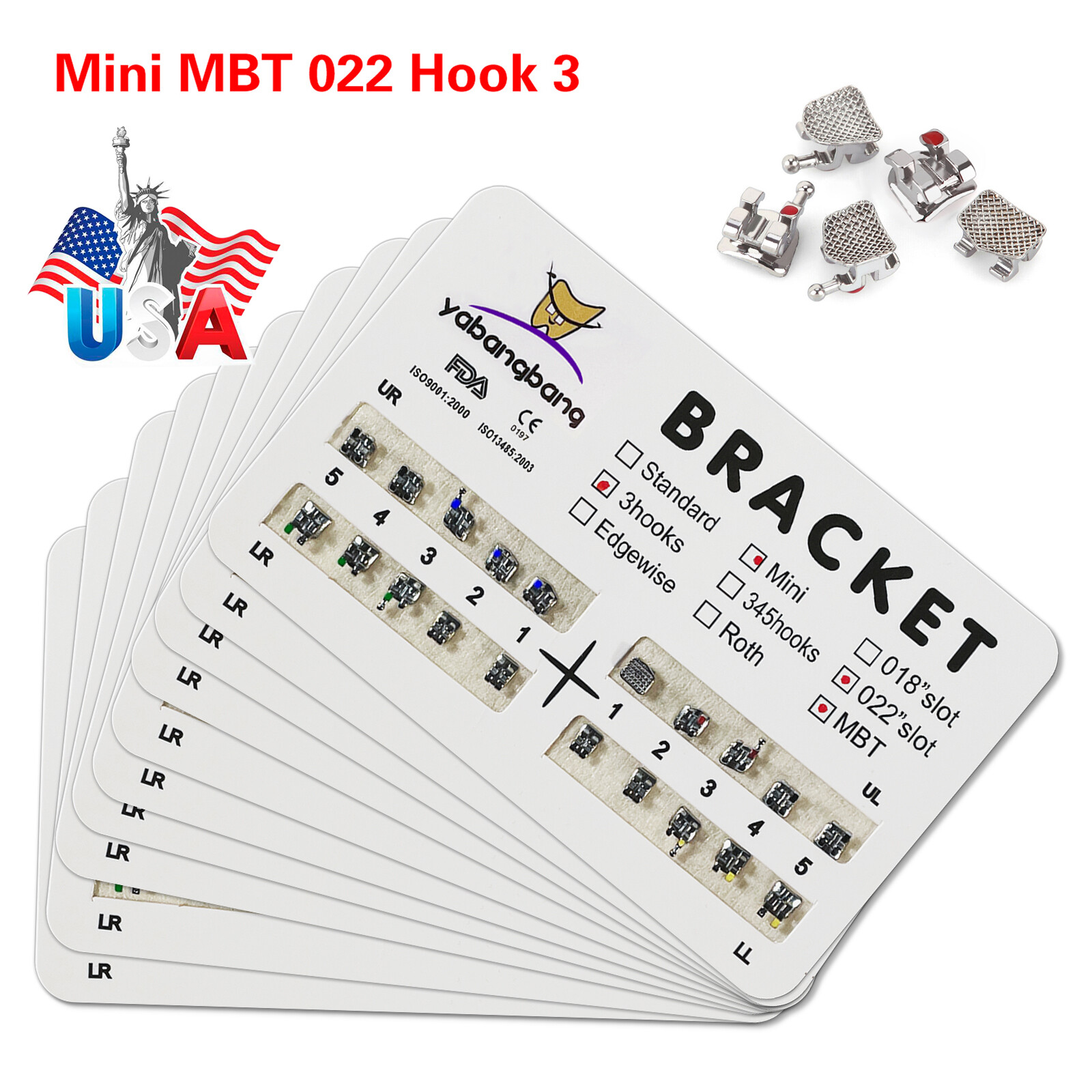 10-200 Packs Dental Orthodontic Brackets Brace Metal Mini MBT.022 Hook 3 Ua